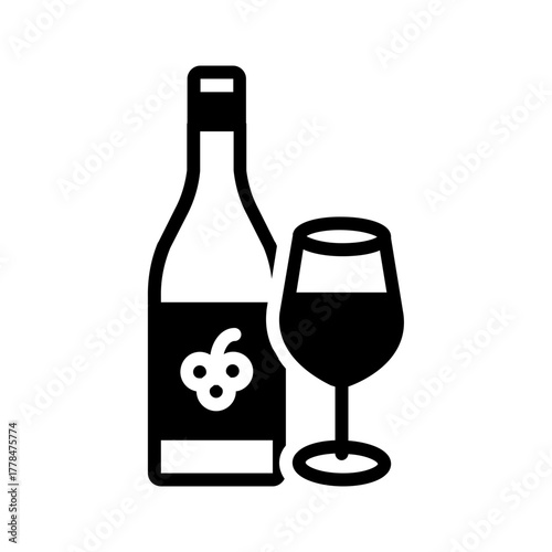 Vector solid black icon for Wine glass