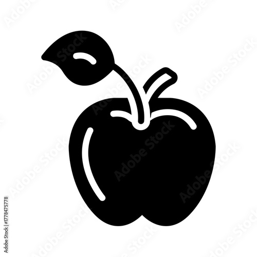 Vector solid black icon for Apple