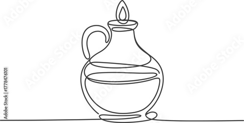 Continuous line drawing oil lamp light flame vessel antique minimalism design