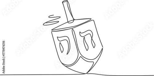 Hanukkah dreidel line art illustration jewish holiday celebration drawing vector