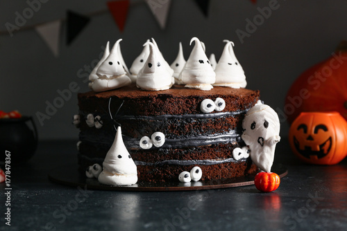 Tasty Halloween cake with g...