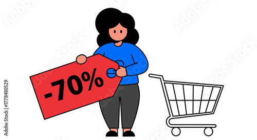 Woman shopping sale discount promotion retail marketing concept