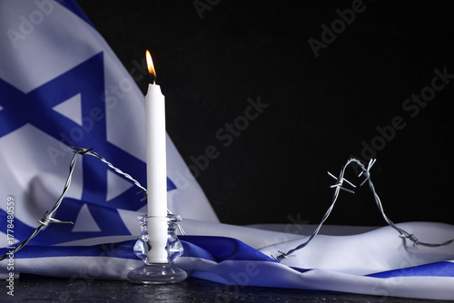 Flag of Israel with burning...