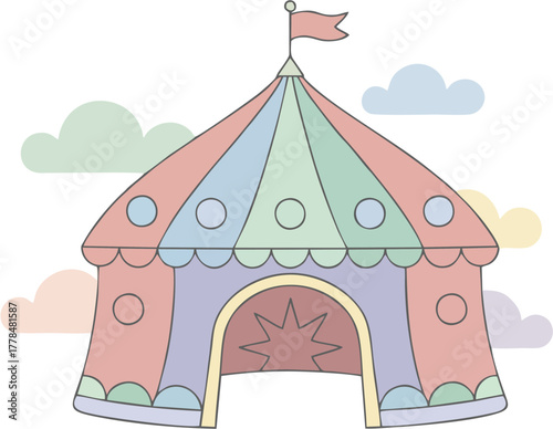 Colorful Circus Tent Illustration A Fun and Playful Design for Events and Entertainment