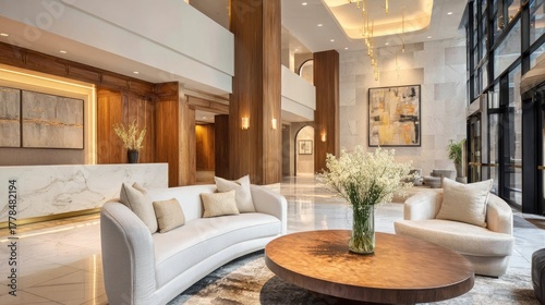 Hotel lobby interior design reception area furniture