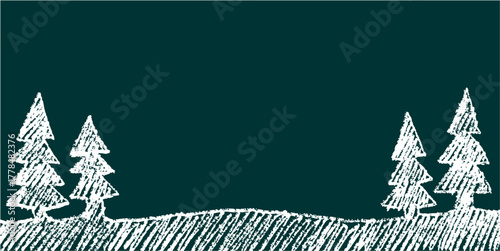 Chalk hand-drawn pine woods background vector. Textured backdrop ideal for nature, forest, and outdoor themes. Features sketchy evergreen trees in a rustic