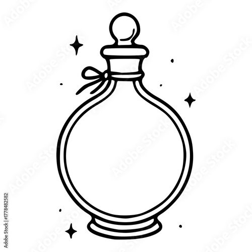 magic elixir or perfume flask outline icon