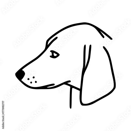 minimalist dog head side profile vector line art