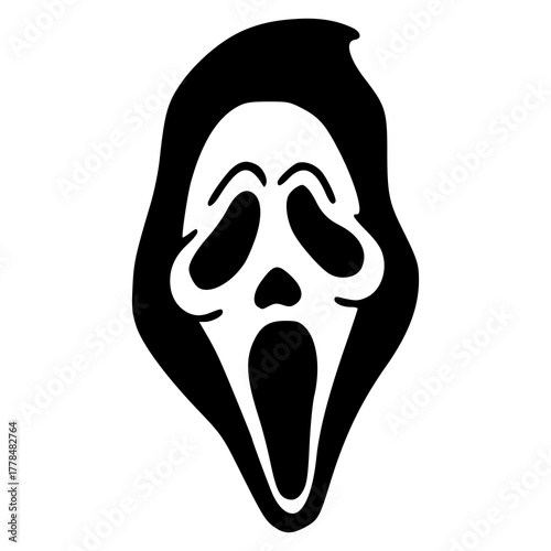 classic ghost mask vector icon - generic horror movie costume