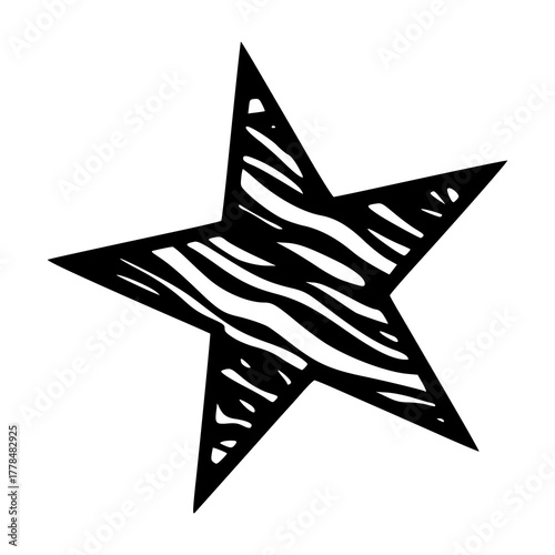 five-pointed star vector with zebra print pattern