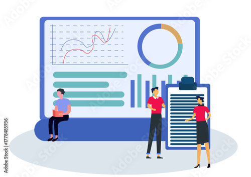 Team Discussing Vector Image  