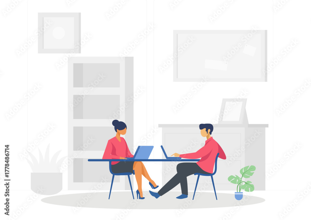 Obraz premium Employee Working Vector 