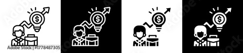 Entrepreneurship Icon Set In Black And White Filled Style Collection