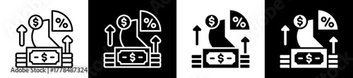 Profit Margin Icon Set In Black And White Filled Style Collection
