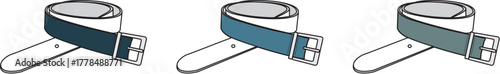 Colorful Belt Illustrations Variety of Stylish Belts in Different Shades and Designs for Fashion