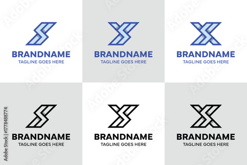 Letters SI SY SX Monogram Logo Set, for SI IS SY Y SX XS initials