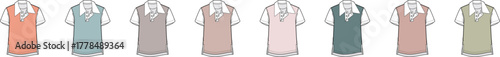 Fashion design template showing a stylish sleeveless blouse for women in a diverse color palette