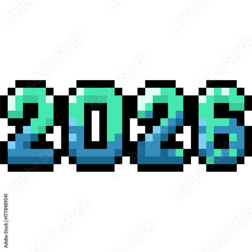 Pixel Cartoon Year 2026 Icon.