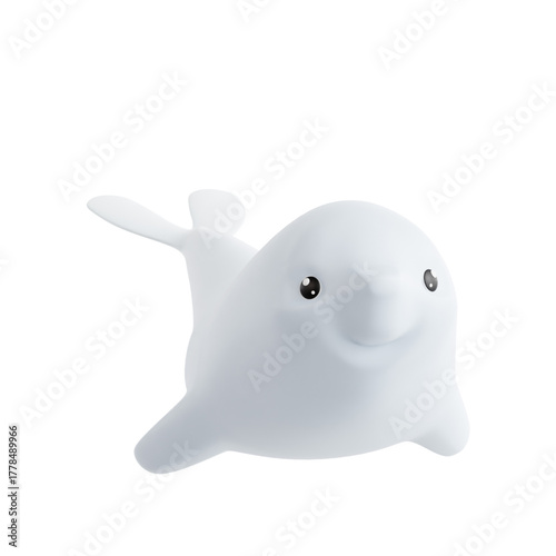 Cute Beluga Whale Toy Illustration, Friendly Aquatic Animal, Playful Underwater Mammal
