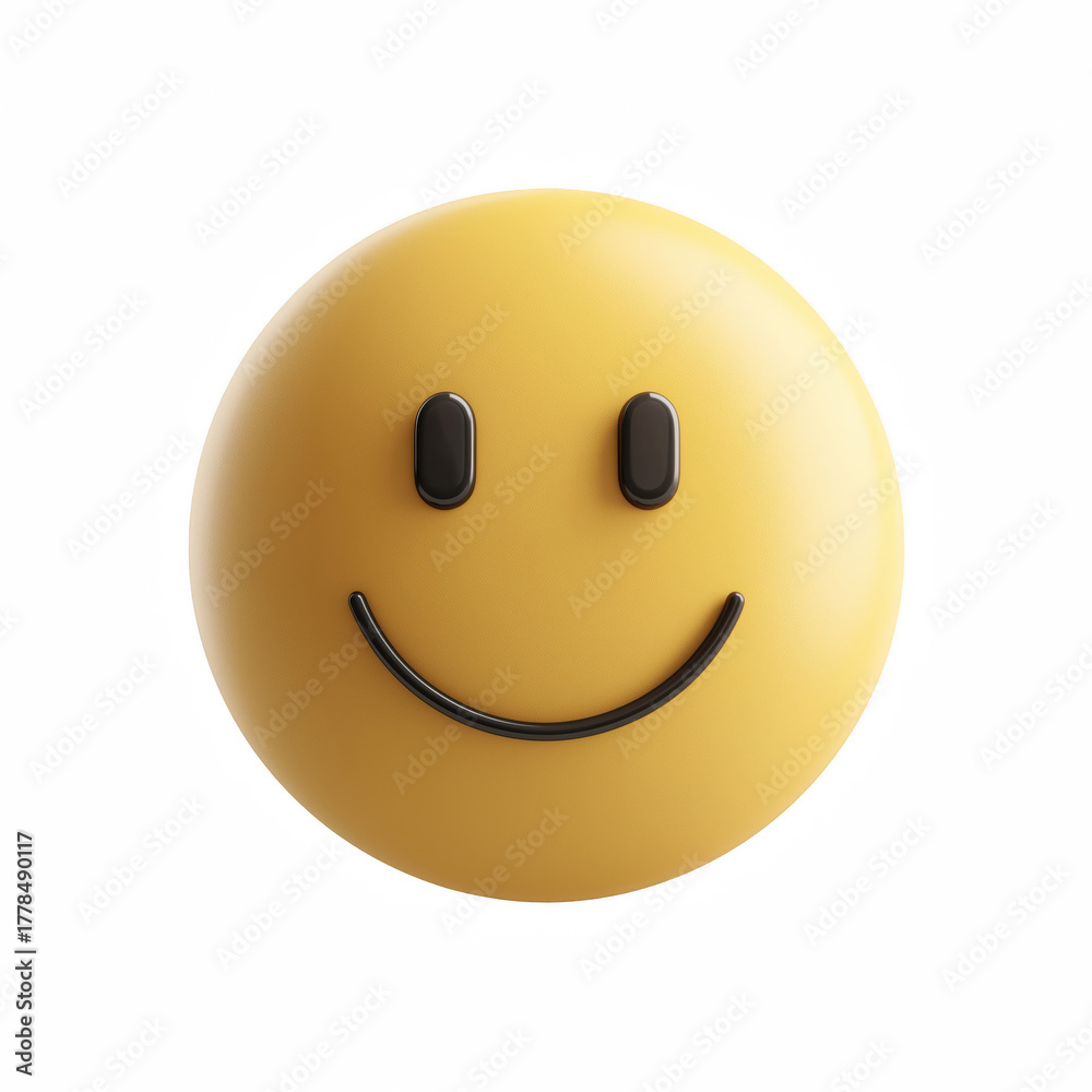 Fototapeta premium 3D simple smiley face emoji isolated on transparent background.