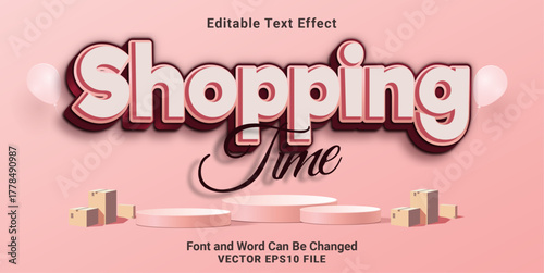 3d editable shopping lowercase text effect.perfect for promotional tools banner