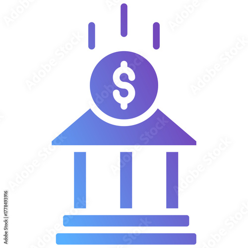 Gradient Bank Icon for Investment, Finance, and Economic Growth Concept