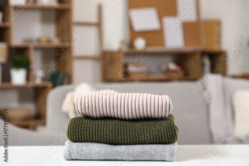 Stack of stylish winter swe...
