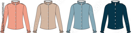 Diverse Color Options of a Collared Full Sleeve Shirt Displayed in a Row