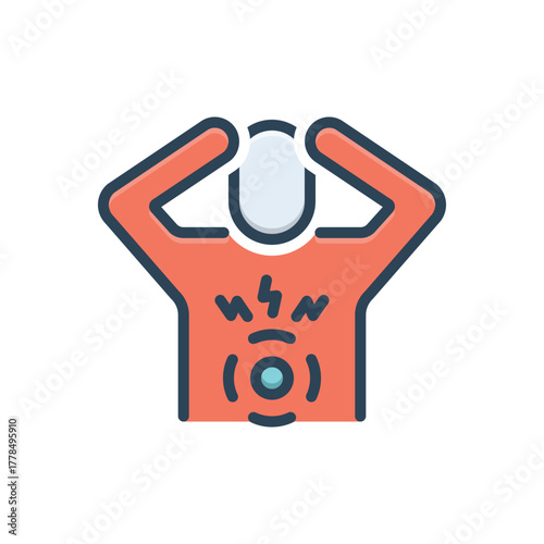 Color illustration icon for gastric unease