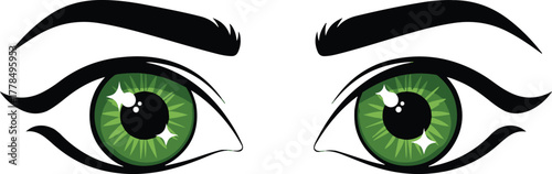Green Eyes with Black Eyebrows and Eyelashes image