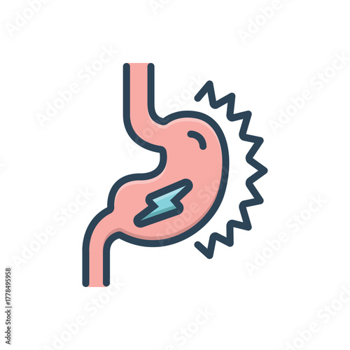 Color illustration icon for gastrointestinal ache