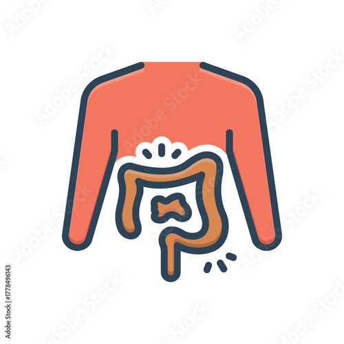 Color illustration icon for gastrointestinal discomfort
