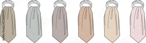 A stylish collection of six elegantly simple neckties in various muted colors, showcasing a versatile range of men's fashion accessories ideal for formal and business attire