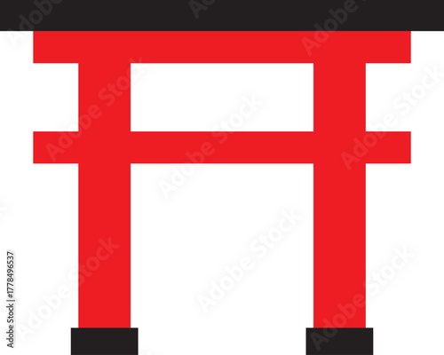 シンプルな赤い鳥居のベクターイラスト