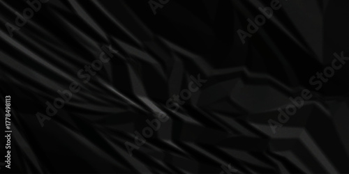 Black paper wrinkled texture for background space. Rough black paper. Paper texture, recycled creased paper background.	
