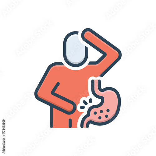 Color illustration icon for upset stomach