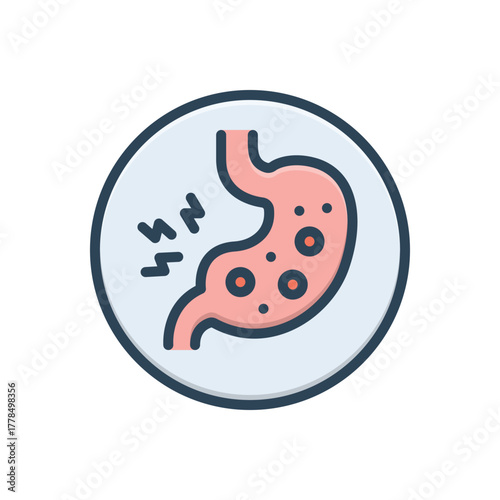 Color illustration icon for upset digestion