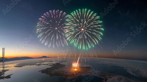 Aerial view of fireworks
