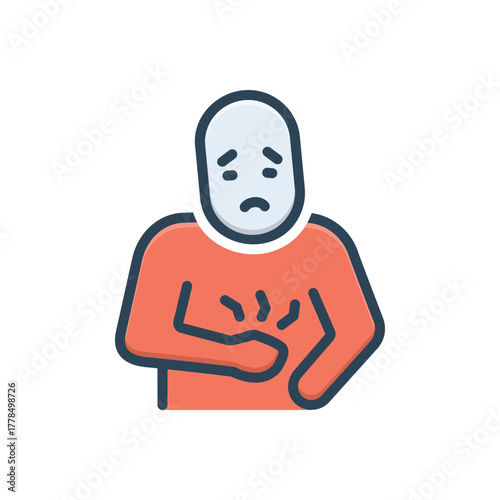 Color illustration icon for aching stomach