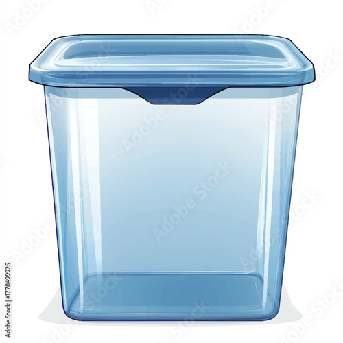 Empty Blue Plastic Food Storage Container with Lid