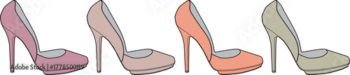 Colorful High Heels Collection A Set of Elegant Footwear Designs for Fashion and Style