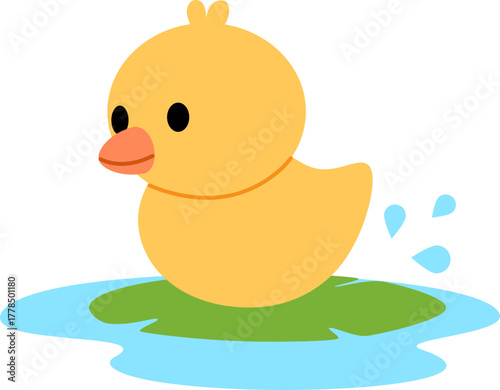 Cute Duck On The Lotus Leaf In The Pond