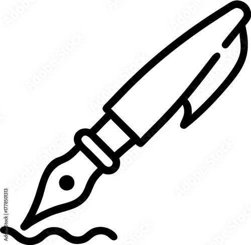 Elegant fountain pen writing a wavy line symbol
