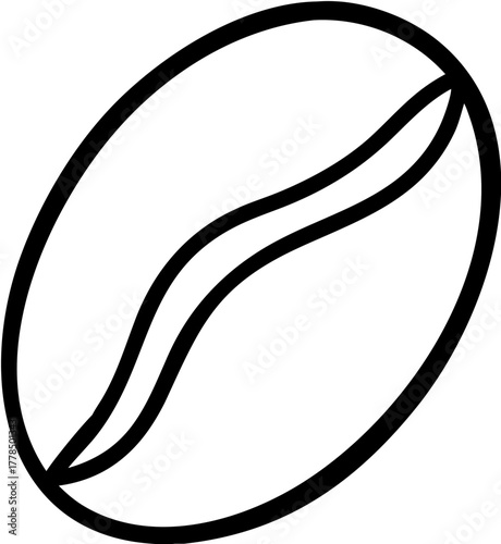 Simple line art illustration of a single coffee bean