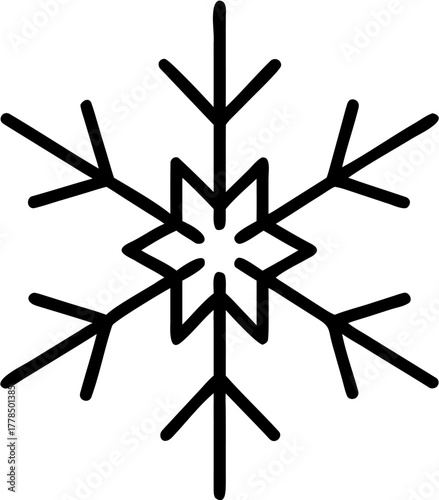 Geometric Snowflake Design with Six Points and Intricate Details