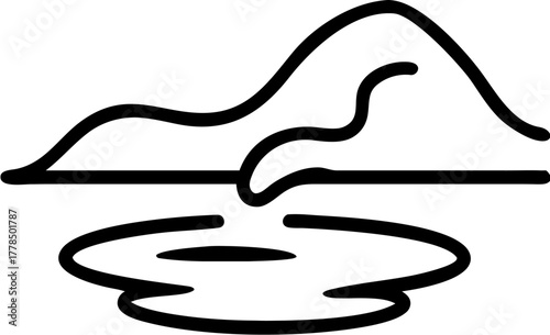 Serene Landscape with Flowing Water and Rolling Hills