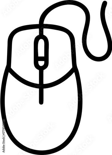 Computer Mouse Icon with Cord