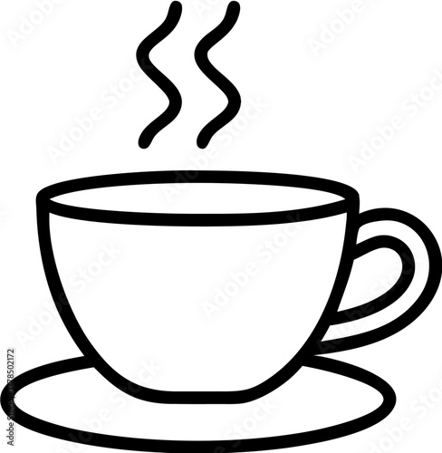 A Simple Line Drawing of a Hot Beverage in a Cup and Saucer