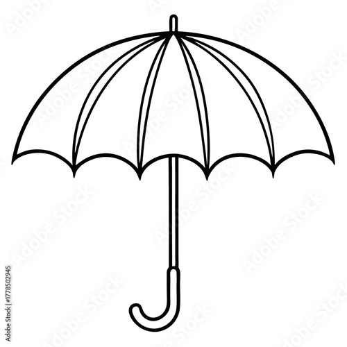 Classic Umbrella Outline Drawing for Protection from Rain and Sun
