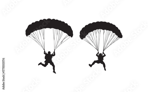 paraglider silhouette on black background